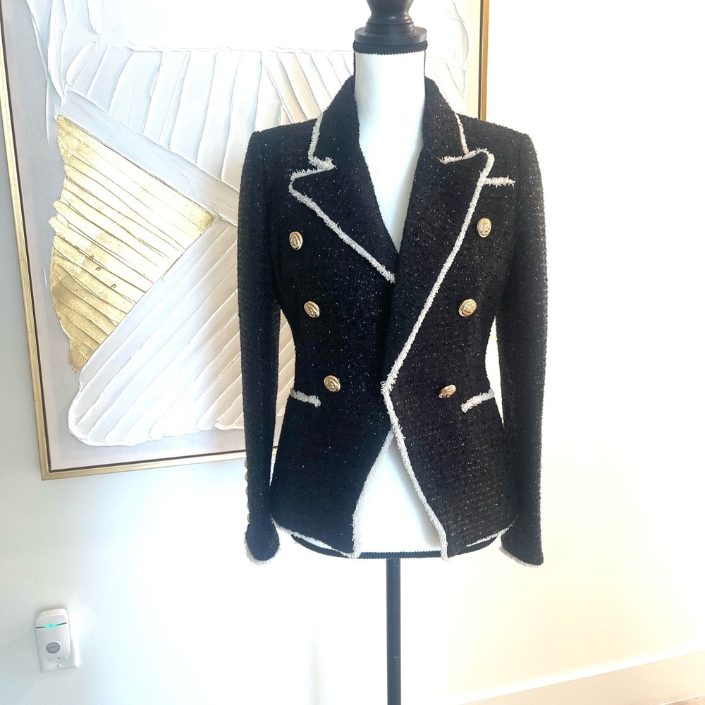 Elegant Black Double-Breasted Women's Jacket